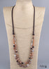 Collar Boho, RH Piedras Naturales Preciosas Eslabones con Cuero