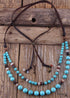 Collar Boho, RH Piedras Naturales Preciosas Eslabones con Cuero