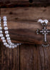 Boho Necklace, RH Precious Pearl, Cross