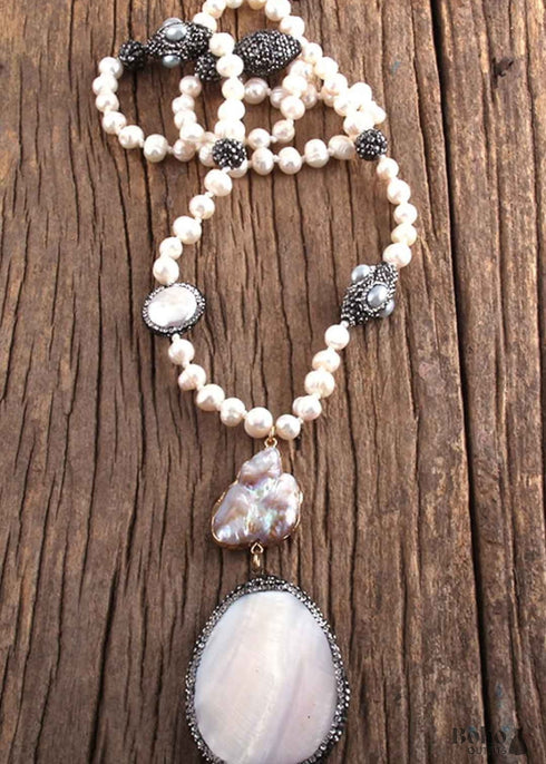 Collar Boho, Perla de Plata Preciosa RH