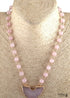Collar bohemio, amazonita de cuarzo rosa RH, piedra natural rosa media luna
