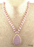 Boho Necklace, RH Rose Quart Amazonite, Oval Blue Pink Natural Stone