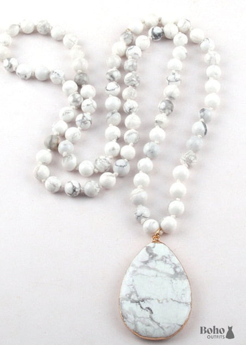 Boho Necklace, RH Rose Quart Amazonite, Oval Blue Pink Natural Stone