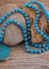 Collar bohemio, piedra natural turquesa RH en azul y verde