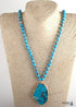 Collar bohemio, piedra natural turquesa RH en azul y verde