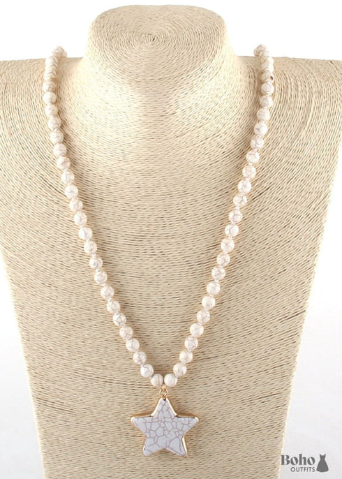 Collar bohemio, piedra natural turquesa blanca y azul RH