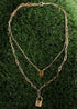 Collar bohemio, RH, dos capas, cobre, oro, candado y llave