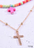 Collar bohemio, gargantilla de cuentas de semillas, doble cruz de 2 capas