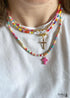 Collar bohemio, gargantilla de cuentas en capas, doble cruz