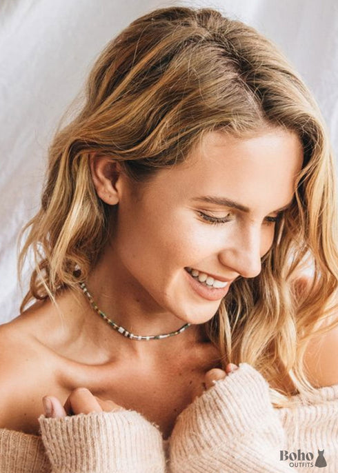 Collar bohemio, gargantilla de cuentas de tila, color de la vida