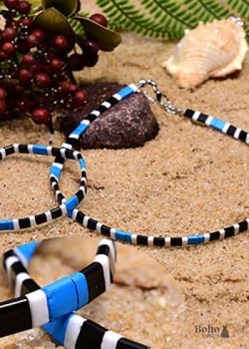 Collar bohemio, gargantilla de cuentas de tila con pulsera, color de la vida