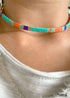Collar bohemio, gargantilla de cuentas de tila con pulsera, color de la vida