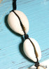 Boho Necklace, White Puka Shell, Black Ocean