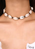 Boho Necklace, White Puka Shell, Black Ocean