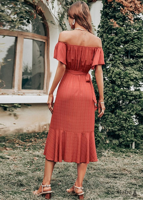 Boho Orange Midi Dress Zara