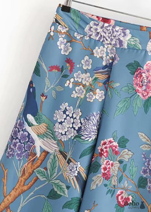 Pantalones bohemios - Pantalones palazzo en color azul pájaro para mujer