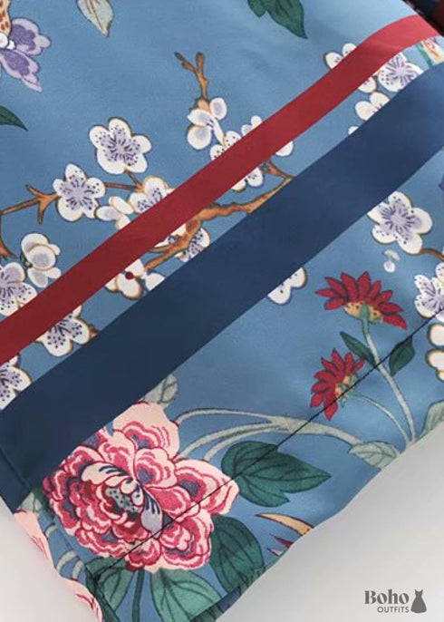 Pantalones bohemios - Pantalones palazzo en color azul pájaro para mujer