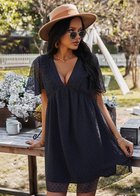 Boho Plunge Mini Dress Katie