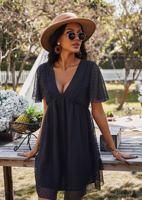 Boho Plunge Mini Dress Katie