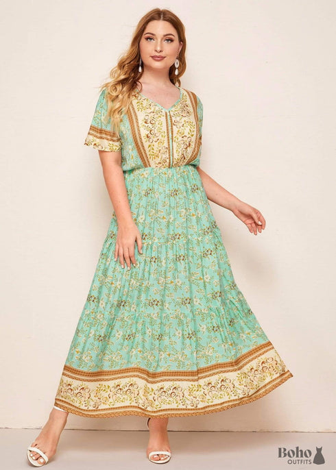 Vestido largo Adriana estilo bohemio de talla grande para mujer