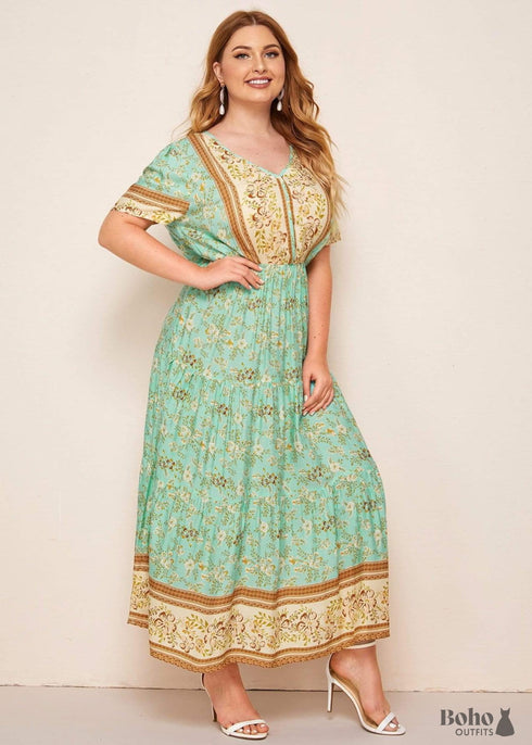 Vestido largo Adriana estilo bohemio de talla grande para mujer