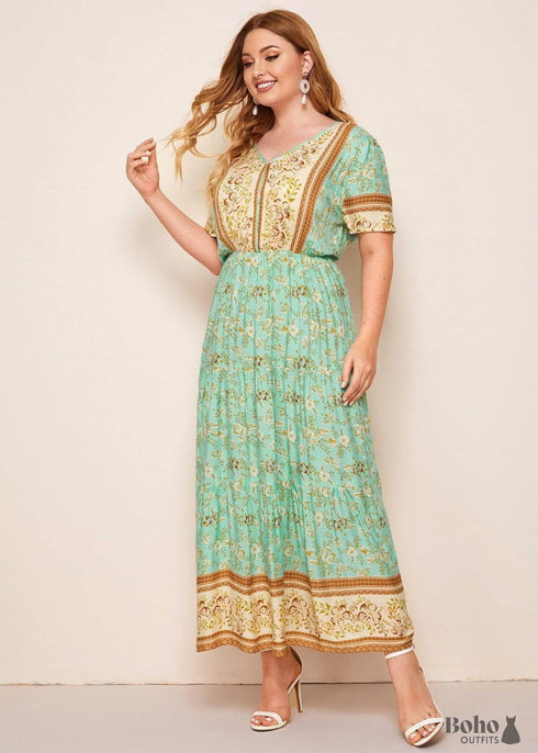 Vestido largo Adriana estilo bohemio de talla grande para mujer