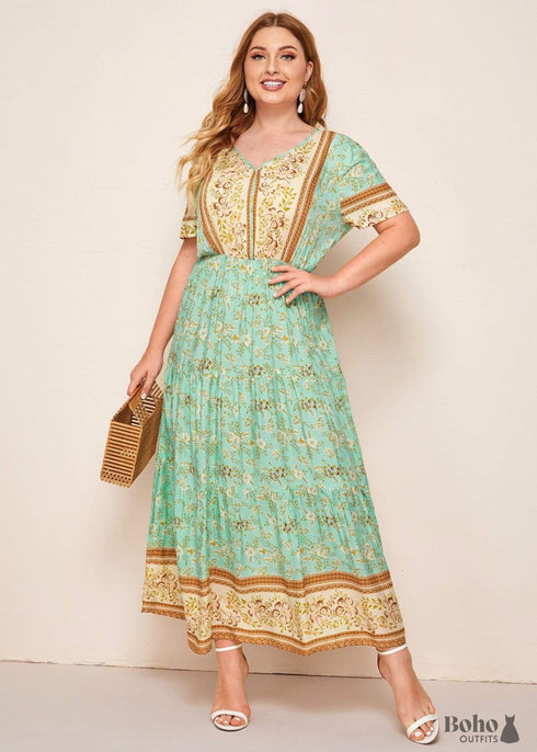 Vestido largo Adriana estilo bohemio de talla grande para mujer