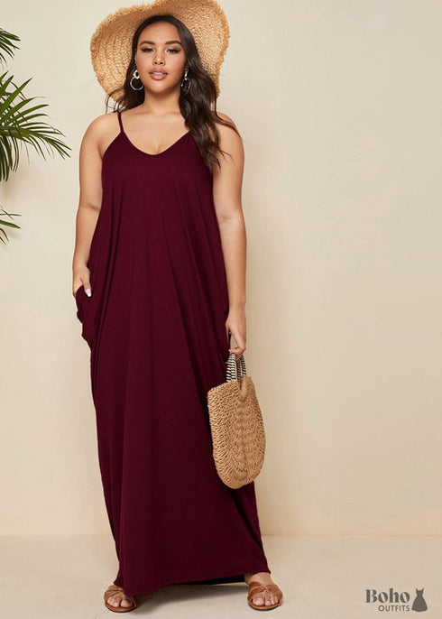 Boho Plus Size Alexi Maxi Dress - Wine For Women