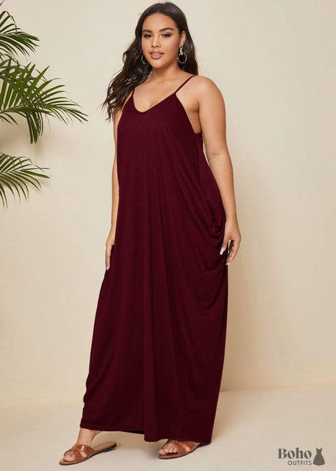 Boho Plus Size Alexi Maxi Dress - Wine For Women