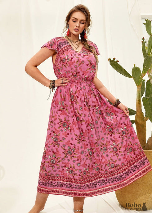 Boho Plus Size Alexus Maxi Dress For Women