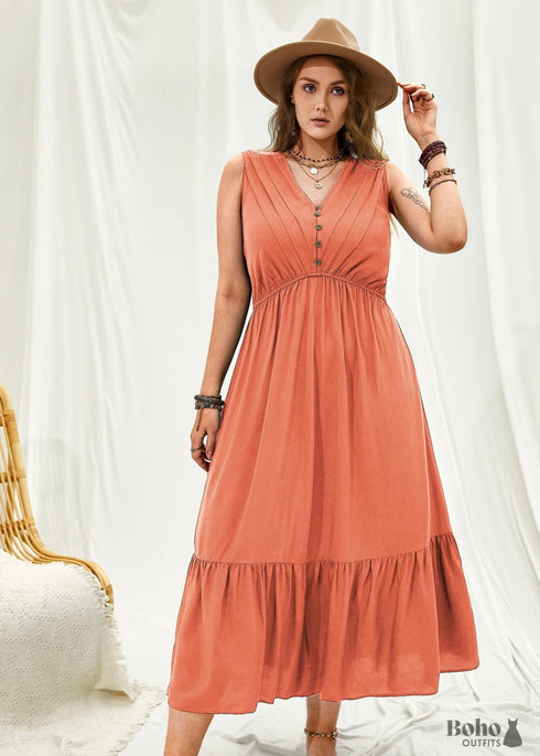 Boho Plus Size Aveline Maxi Dress - Coral For Women