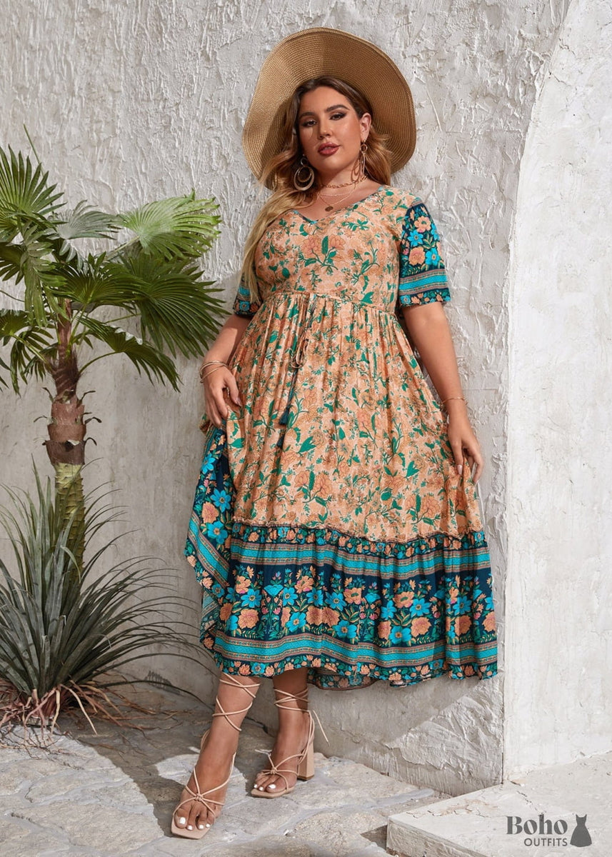 Boho Plus Size Bethany Maxi Dress - Blue For Women Boho Plus Size Bethany Maxi Dress - Blue For Women