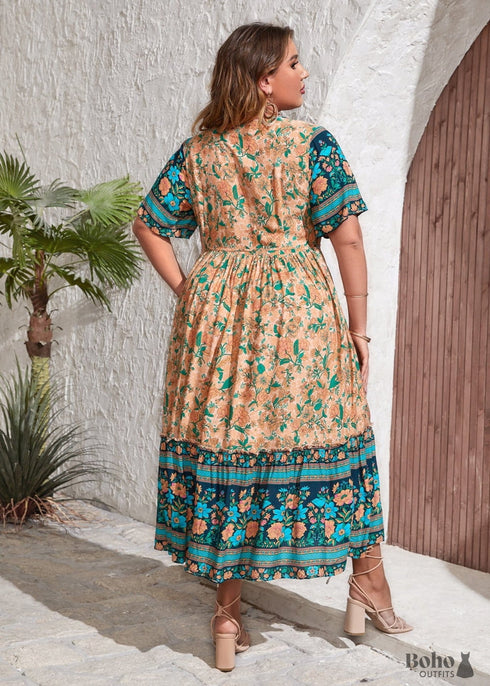 Boho Plus Size Bethany Maxi Dress - Blue For Women