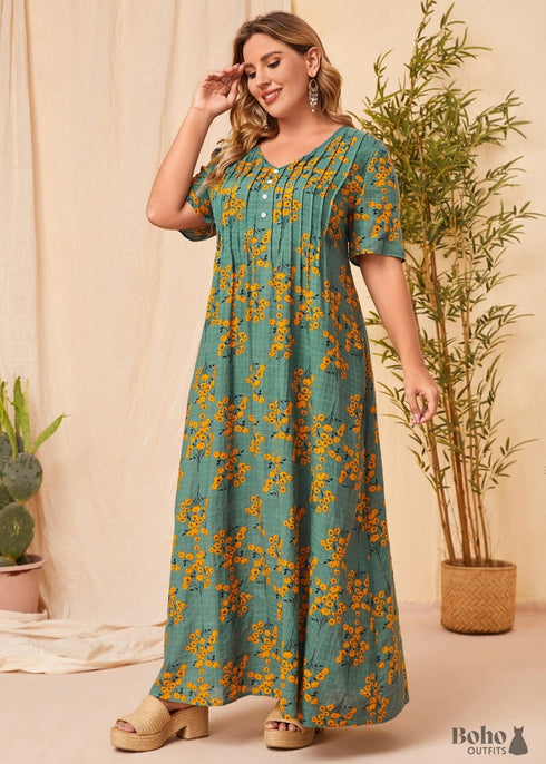 Boho Plus Size Blossom Maxi Dress For Women