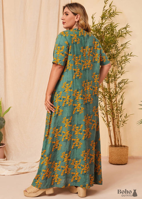 Boho Plus Size Blossom Maxi Dress For Women
