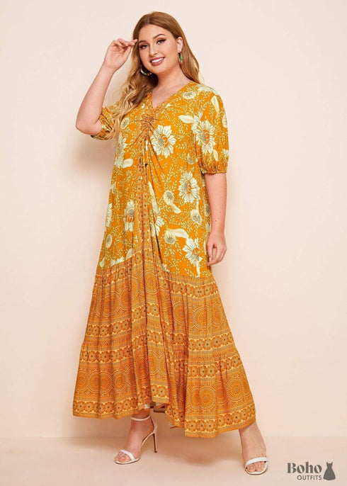 Vestido largo bohemio Catalina de talla grande para mujer