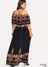 Vestido largo Erika con hombros descubiertos, estilo bohemio, talla grande, para mujer