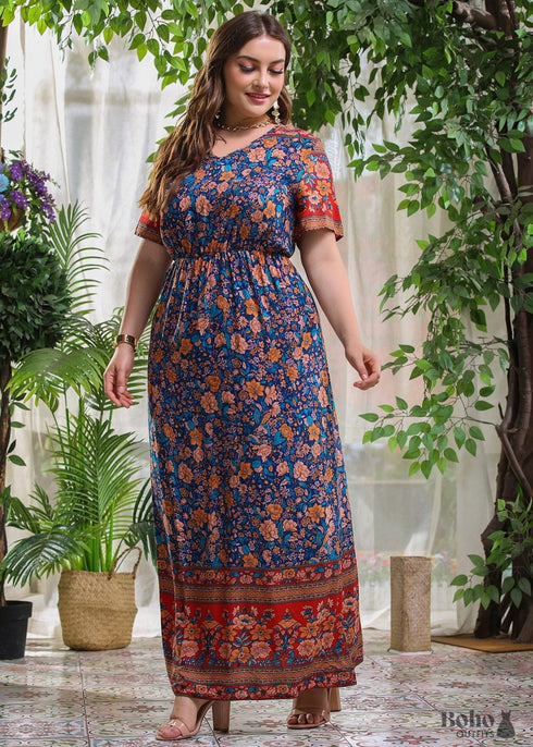 Vestido largo bohemio Ginebra de talla grande para mujer