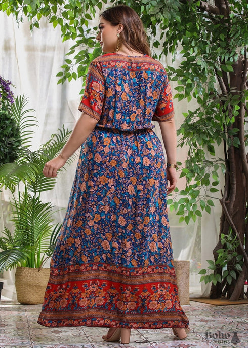 Vestido largo bohemio Ginebra de talla grande para mujer