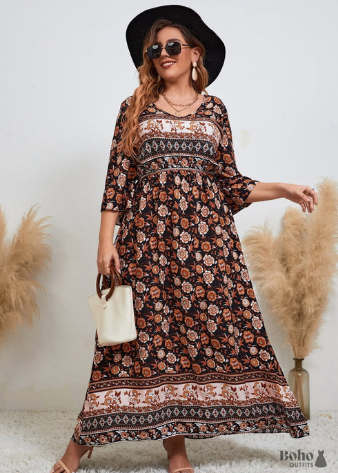 Boho Plus Size Ivana Maxi Dress For Women