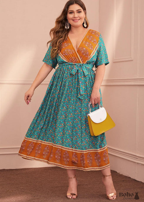 Vestido largo bohemio de talla grande Izara para mujer