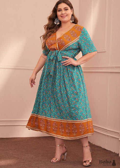 Vestido largo bohemio de talla grande Izara para mujer