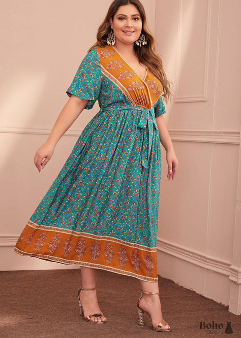 Vestido largo bohemio de talla grande Izara para mujer