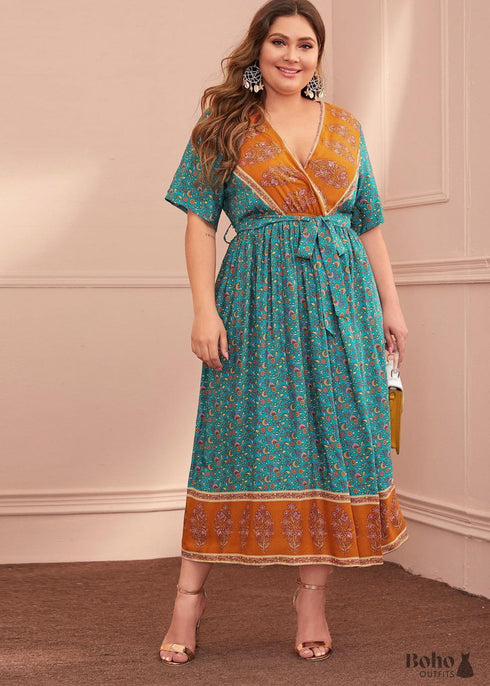 Vestido largo bohemio de talla grande Izara para mujer