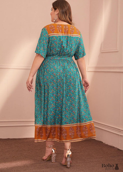 Vestido largo bohemio de talla grande Izara para mujer