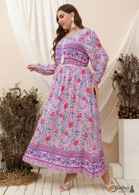 Boho Plus Size Mahino Maxi Dress For Women