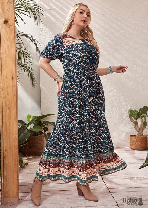 Boho Plus Size Mish Maxi Dress For Women