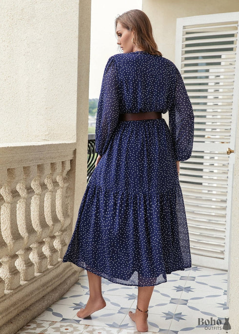 Boho Plus Size Mon Cheri Maxi Dress - Navy For Women