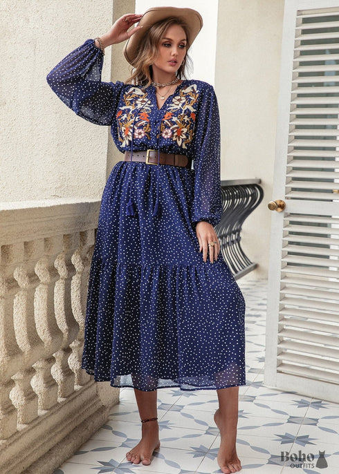 Boho Plus Size Mon Cheri Maxi Dress - Navy For Women