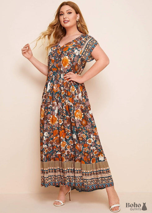 Vestido largo bohemio Nelly de talla grande para mujer